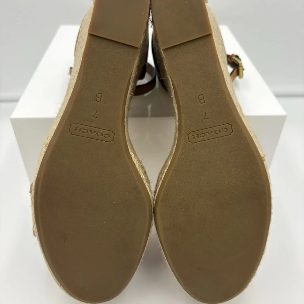 Coach Glinda Espadrille Platform Sandal -Size 7B, Brown Buckle Wedge - Picture 6 of 14